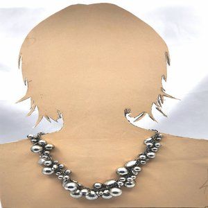 Vintage Silver Sphere and Disc Necklace